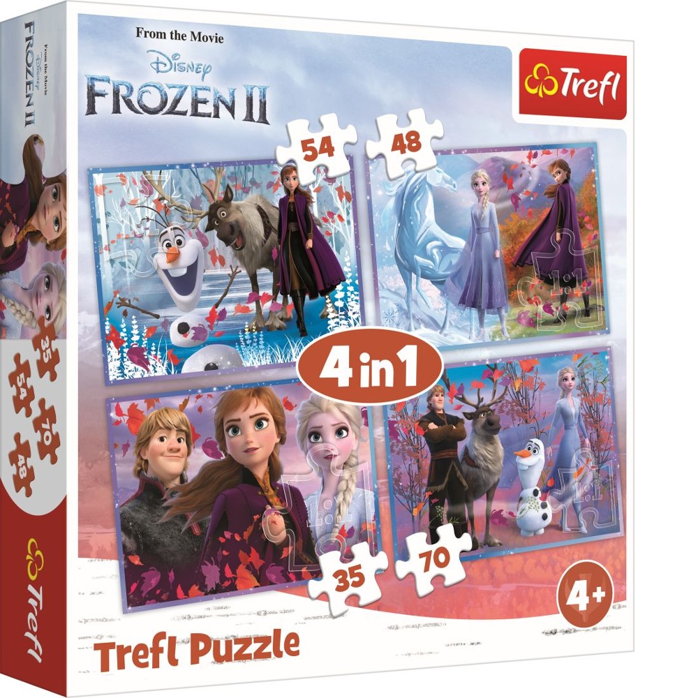 Puzzle Trefl 4in1 Frozen2 Calatorie Catre Necunoscut