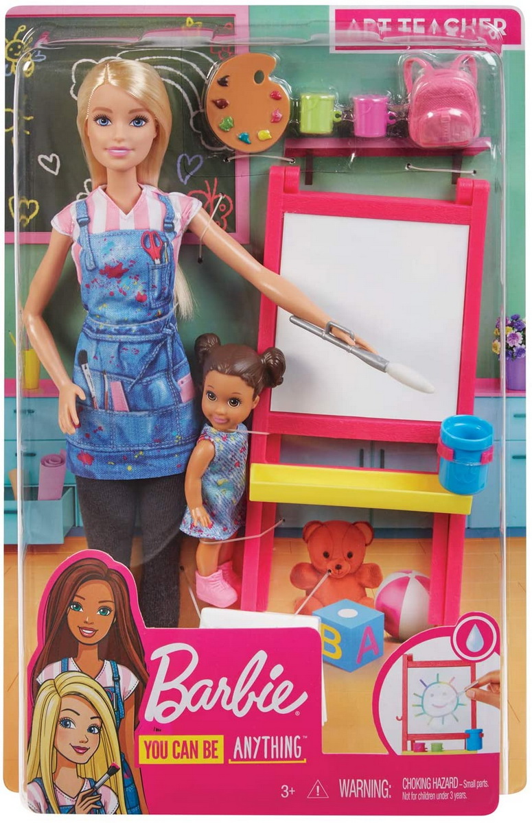 Barbie Cariere Set Mobilier Cu Papusa Blonda Profesoara De Pictura