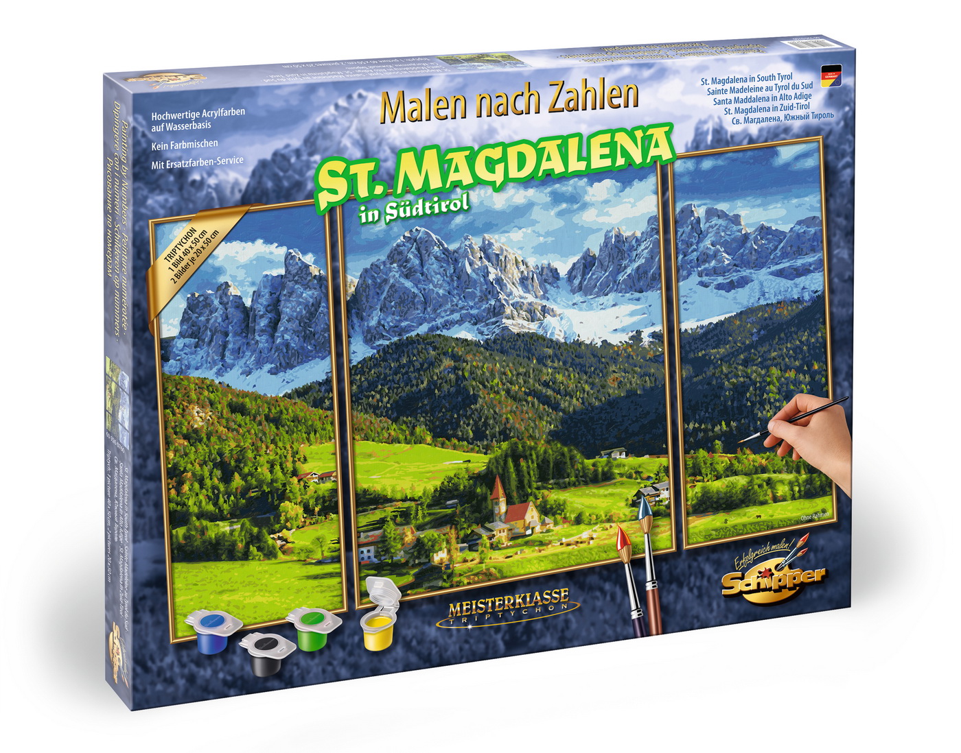 Kit Pictura Pe Numere Schipper Priveliste Alpina In St. Magdalena, 3 Tablouri