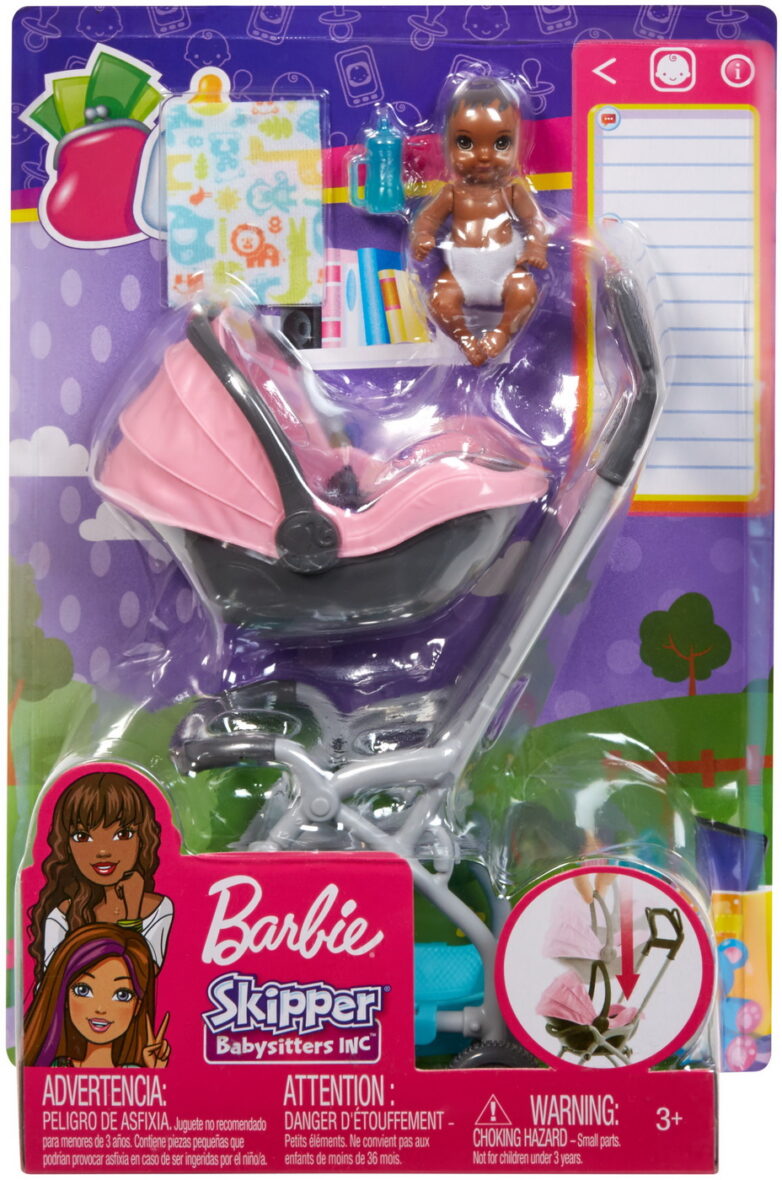 Set Barbie Skipper Babysitters Carucior Roz Cu Bebelus