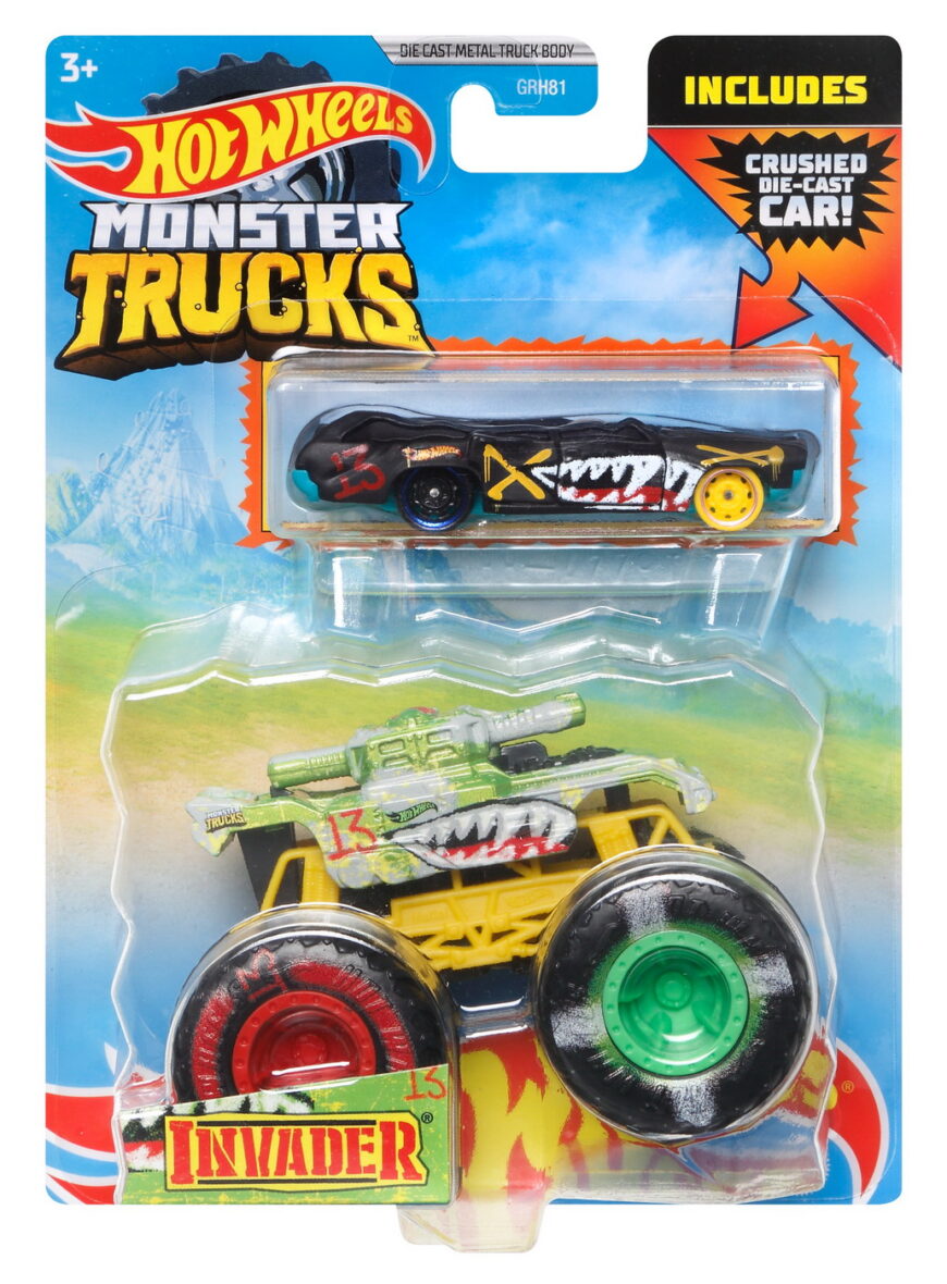 Hot Wheels Monster Truck Si Masinuta Metalica Invader
