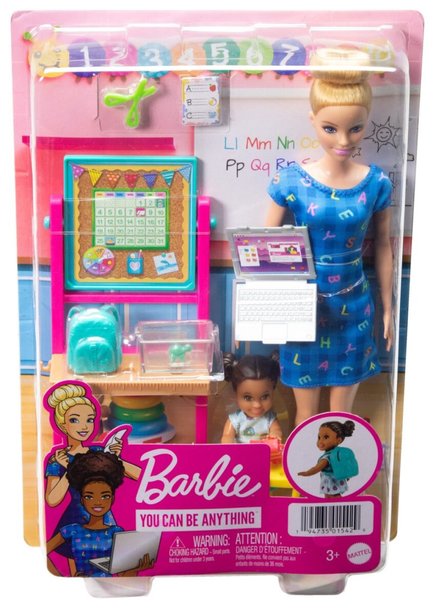 Barbie Cariere Set Mobilier Cu Papusa Blonda Profesoara
