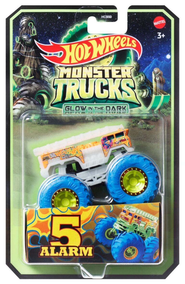 Hot Wheels Monster Truck Glow In The Dark Masinuta 5 Alarm Scara 1:64