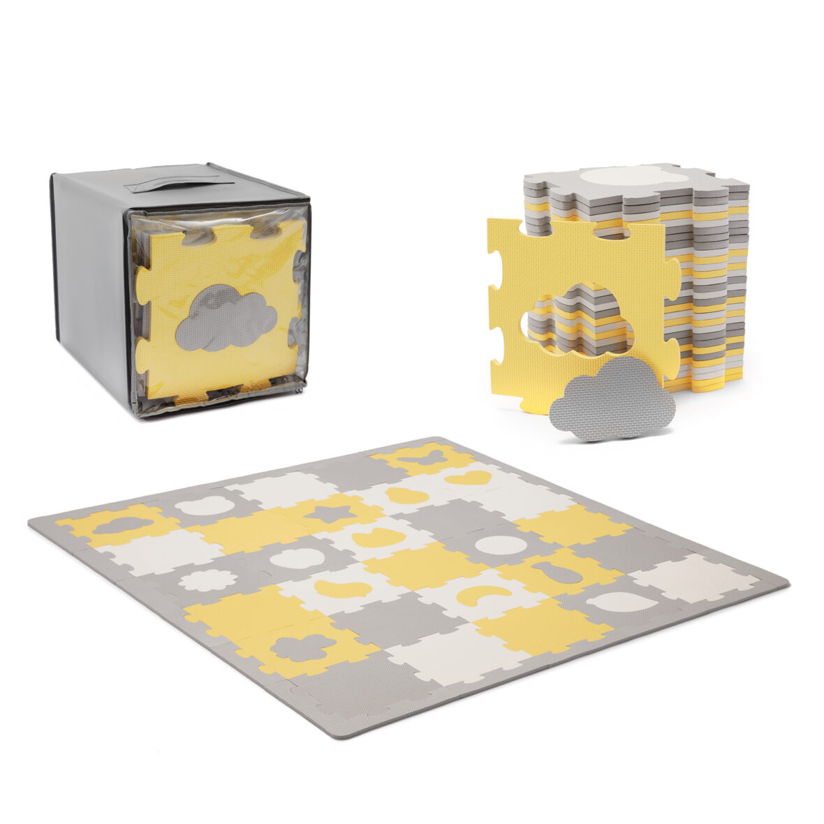 Covoras De Joaca Kinderkraft Luno Shapes, Puzzle 3d, Spuma, Yellow