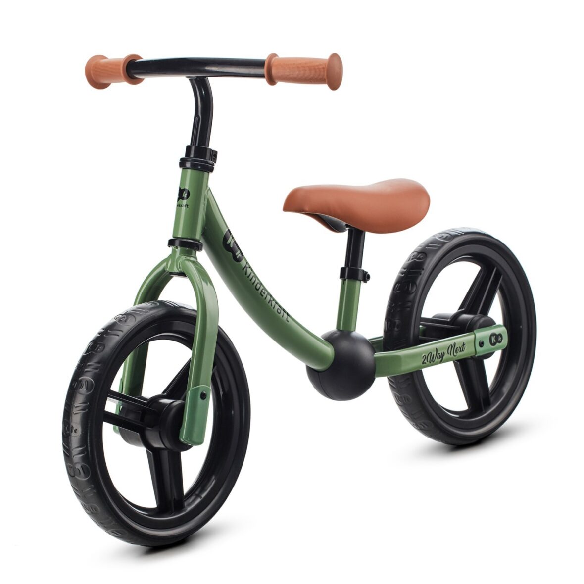 Bicicleta Fara Pedale, Kinderkraft – 2way Next, Portocaliu, 12inch, Light Green