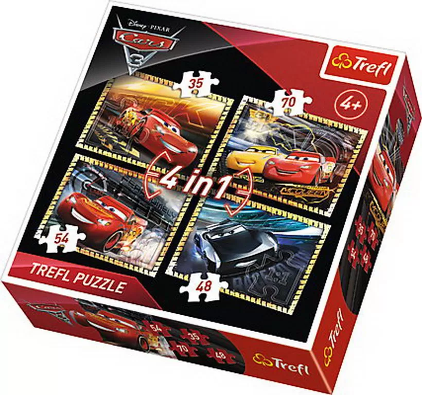 PUZZLE TREFL 4IN1 PREGATITI DE CURSA CARS3