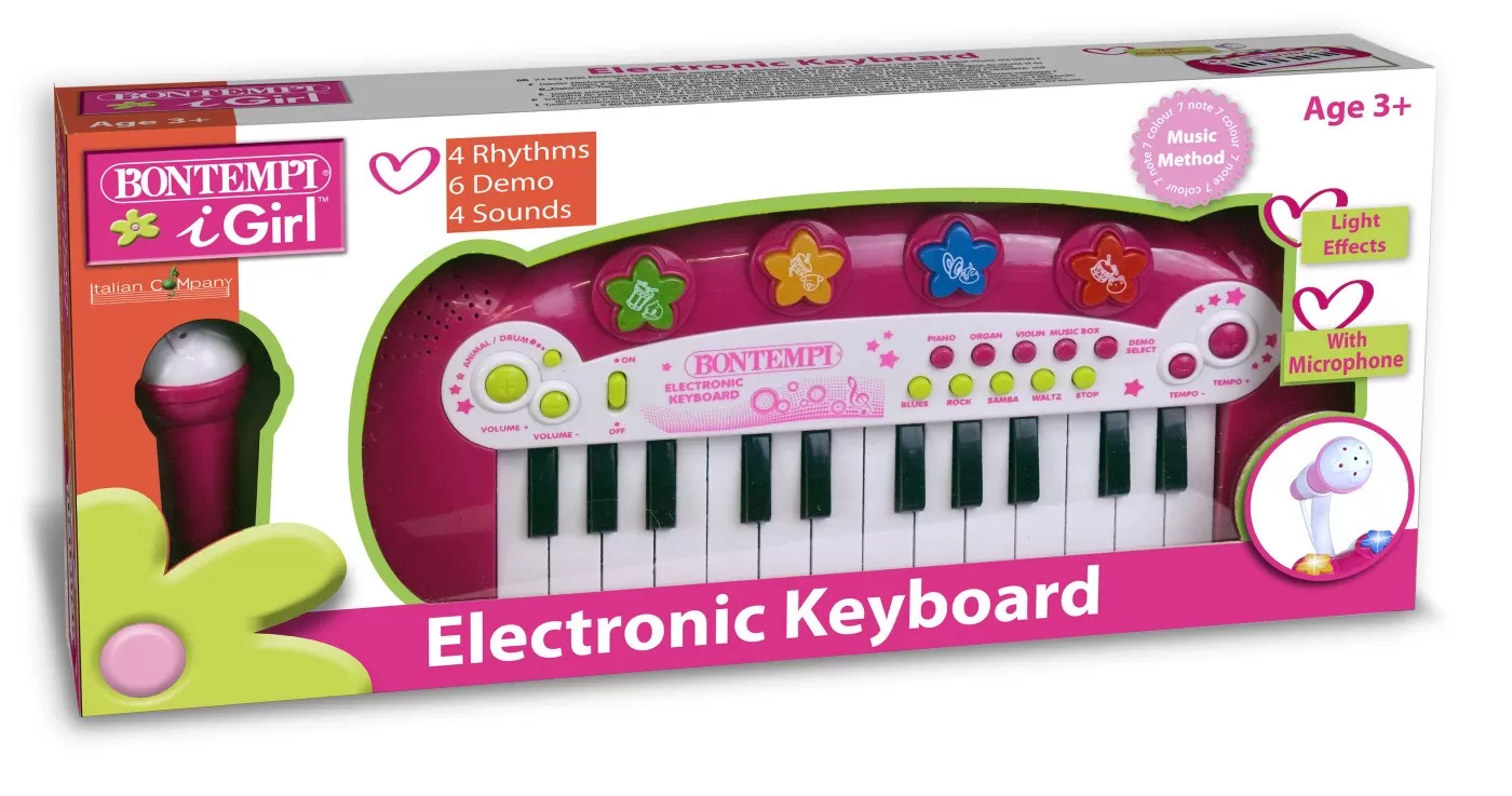 BONTEMPI ORGA ELECTRONICA CU MICROFON SI EFECTE LUMINOASE ROZ