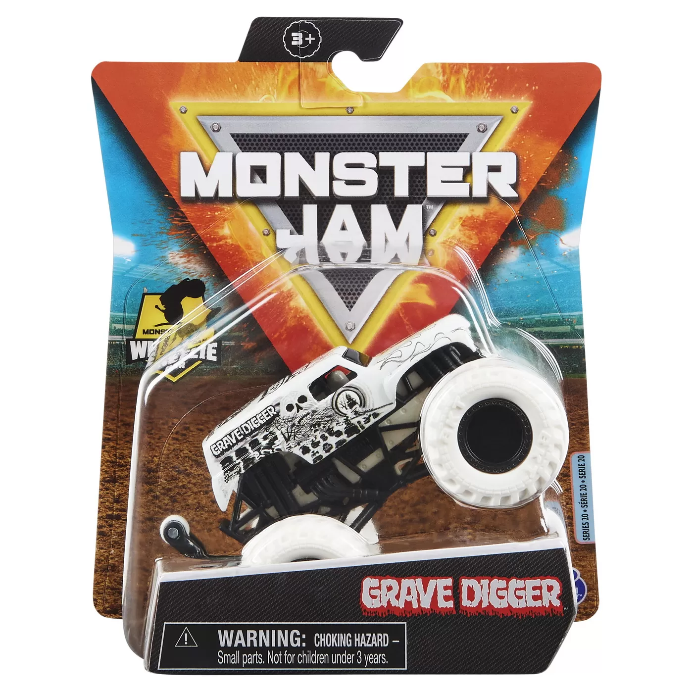MONSTER JAM MASINUTA METALICA GRAVE DIGGER ALB SCARA 1 LA 64