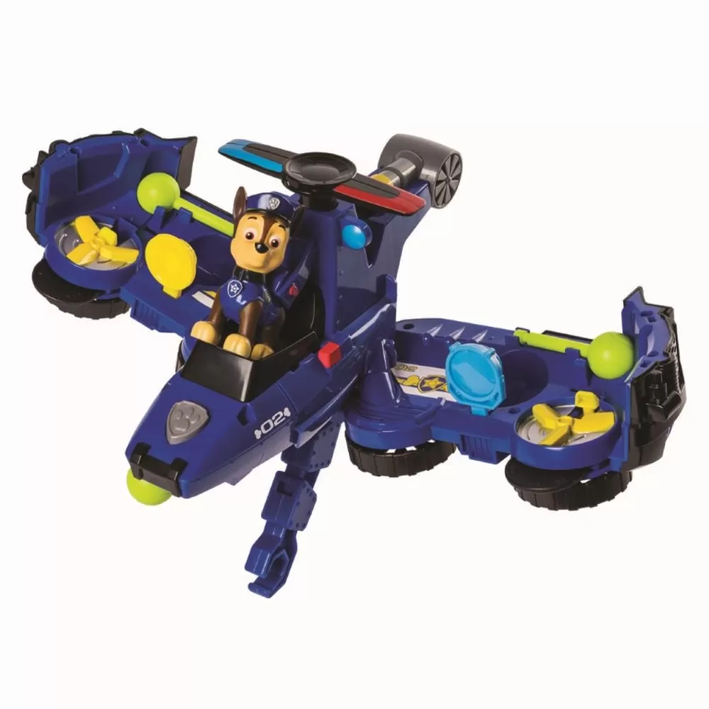 SET DE JOACA VEHICUL TRANSFORMABIL 2 IN 1 CHASE FLIP AND FLY PATRULA CATELUSILOR