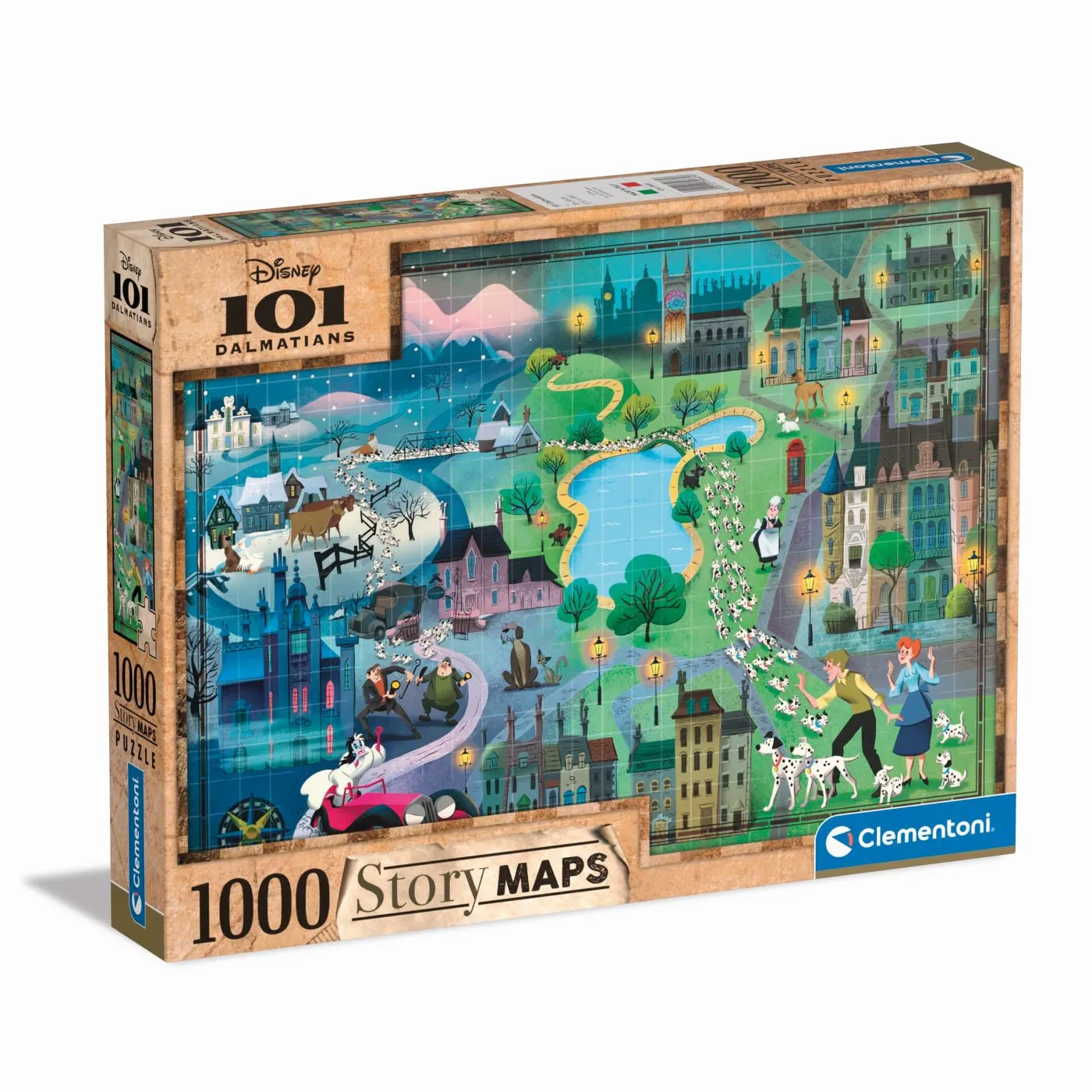 PUZZLE STORY MAPS 101 DALMATIENI 1000 DE PIESE CLEMENTONI