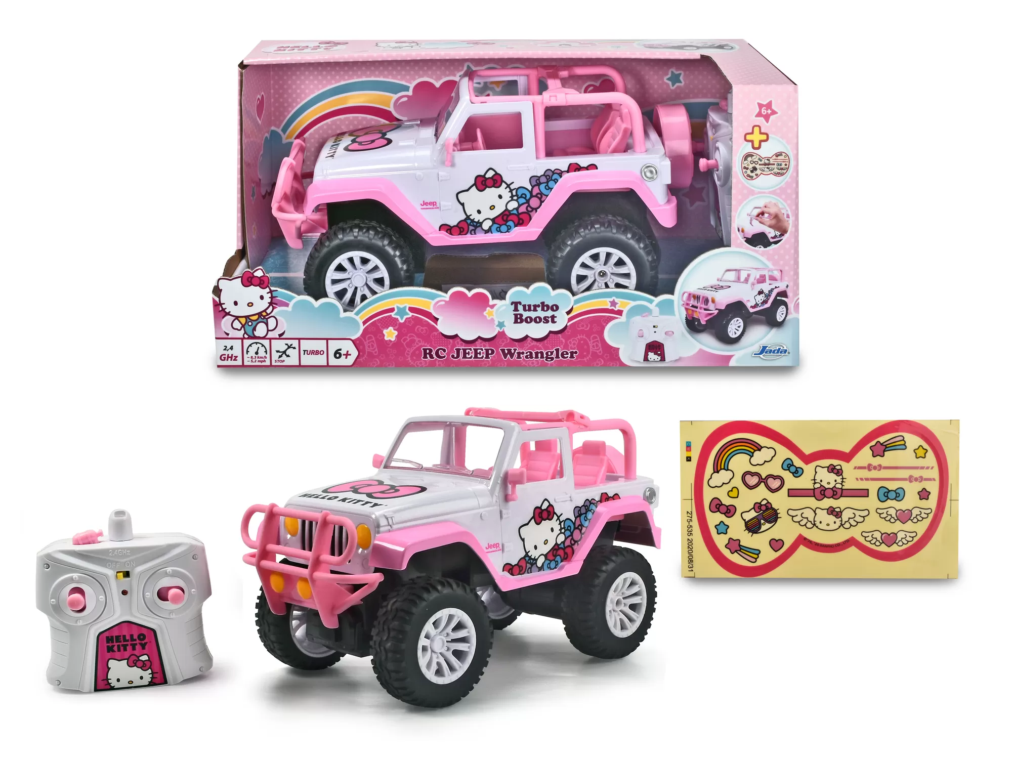 JADA HELLO KITTY MASINUTA CU TELECOMANDA JEEP WRANGLER SCARA 1:16