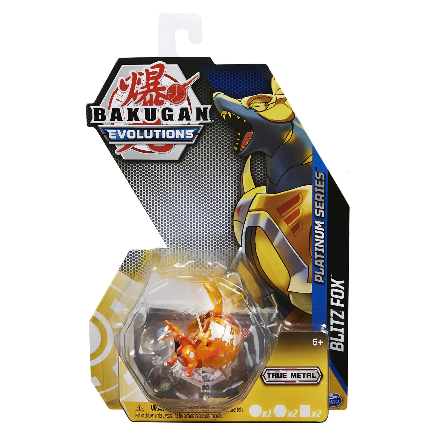 BAKUGAN S4 FIGURINA METALICA BLITZ FOX PORTOCALIU
