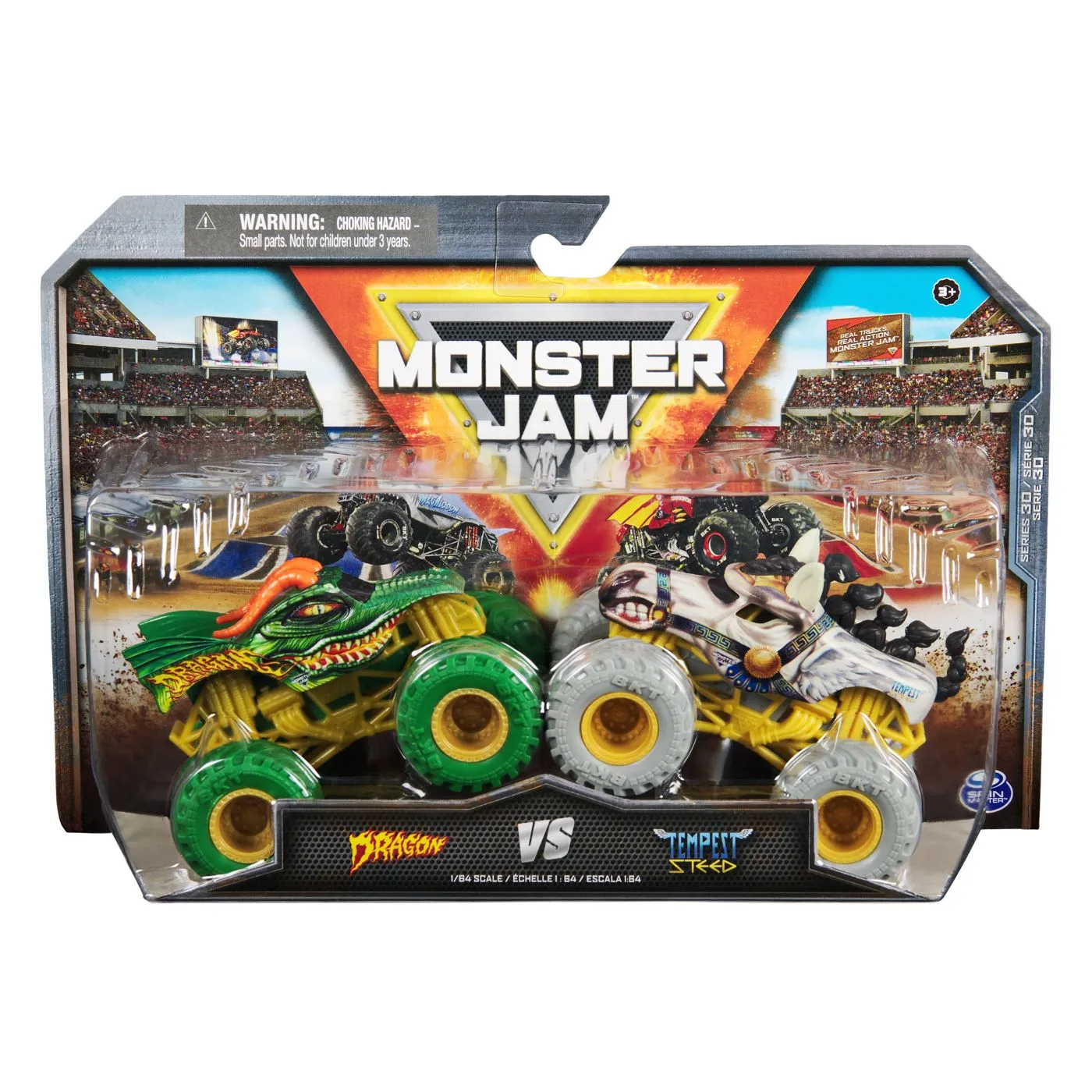 MONSTER JAM SET 2 MASINUTE METALICE DRAGON SI TEMPEST SPEED SCARA 1 LA 64