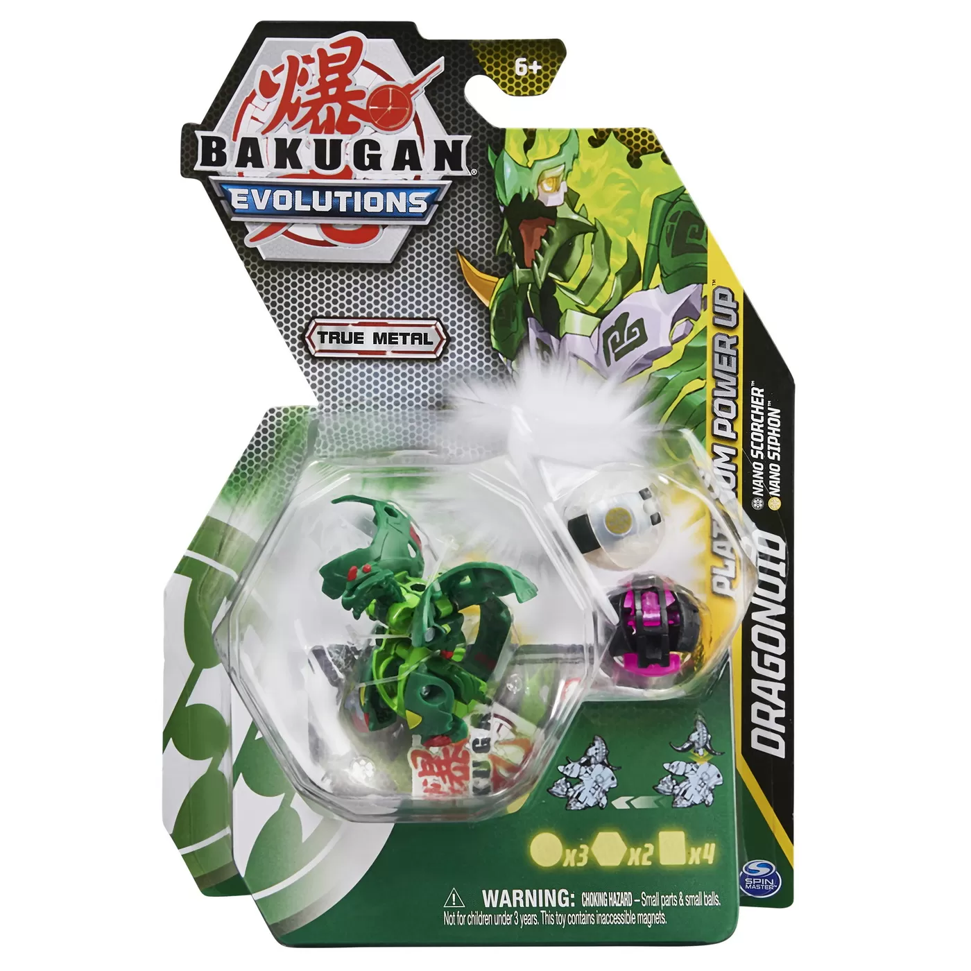 BAKUGAN PLATINUM POWERUP S4 DRAGONOID, NANO SCORCHER SI NANO SIPHON