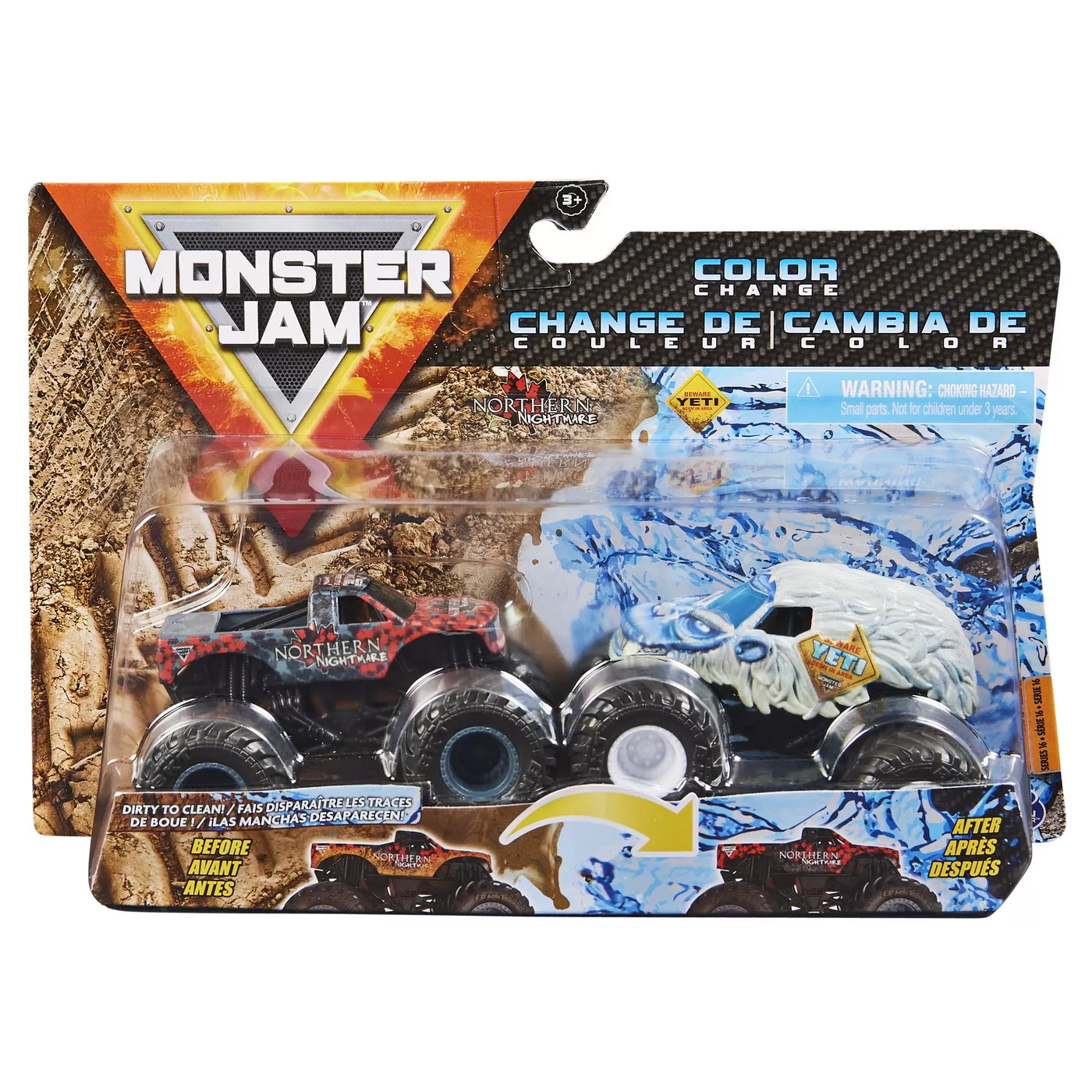 MONSTER JAM SET 2 MASINUTE NORTHERN NIGHTMARE SI YETI COLOR CHANGE