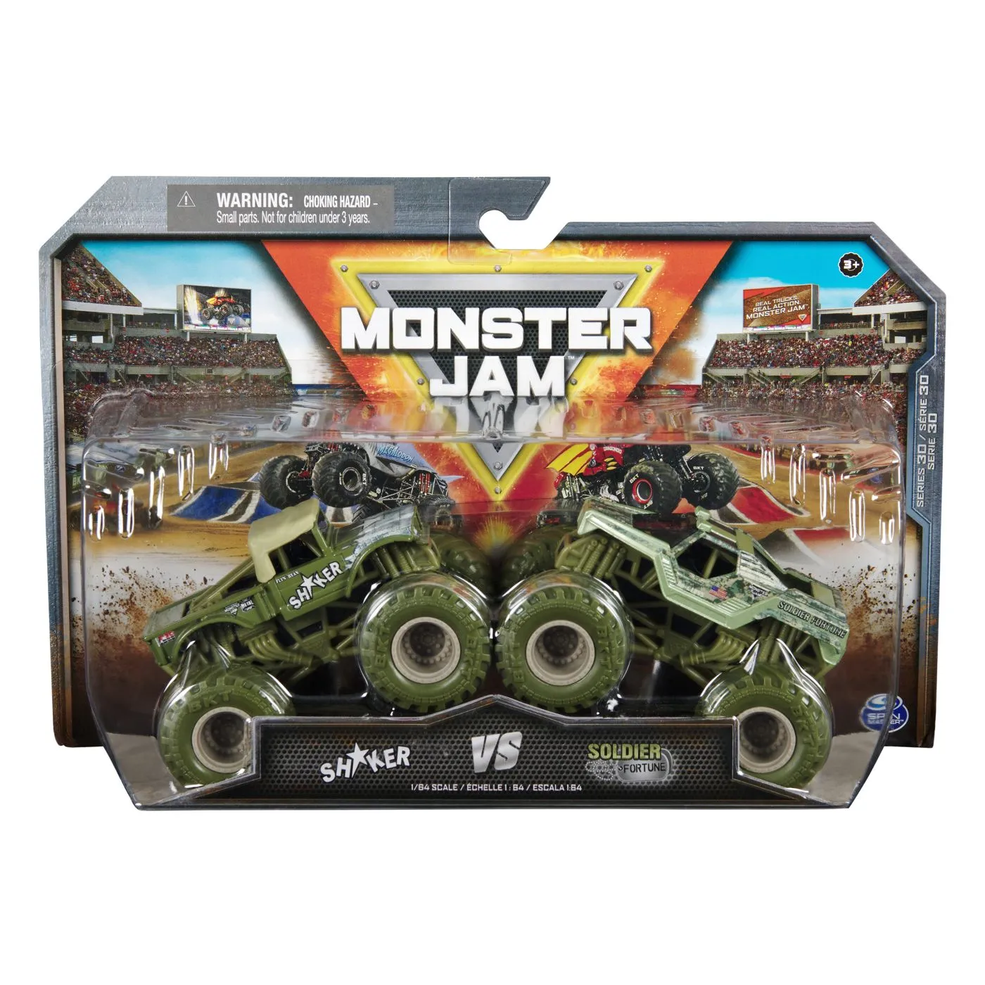 MONSTER JAM SET 2 MASINUTE METALICE SHAKER SI SOLDIER FORTUNE SCARA 1 LA 64