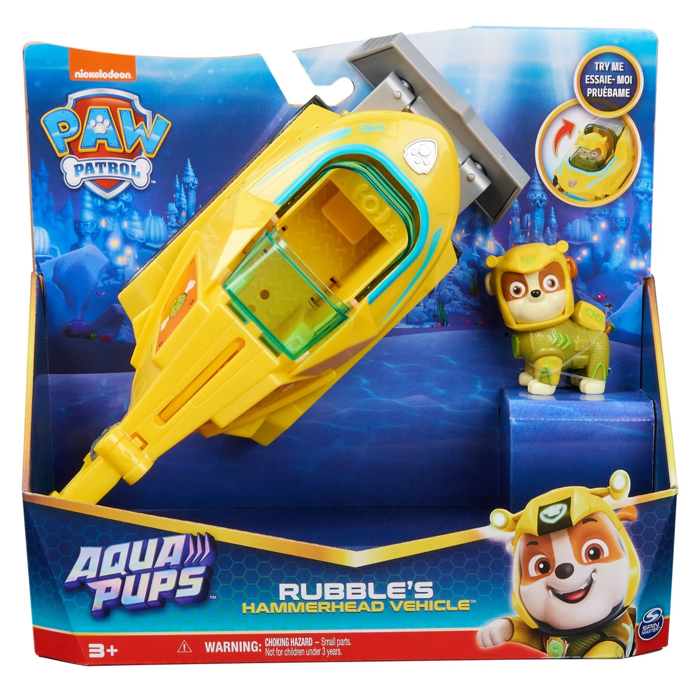 PATRULA CATELUSILOR VEHICUL CATELUSII ACVATICI FIGURINA RUBBLE SI VEHICULUL RECHIN CIOCAN