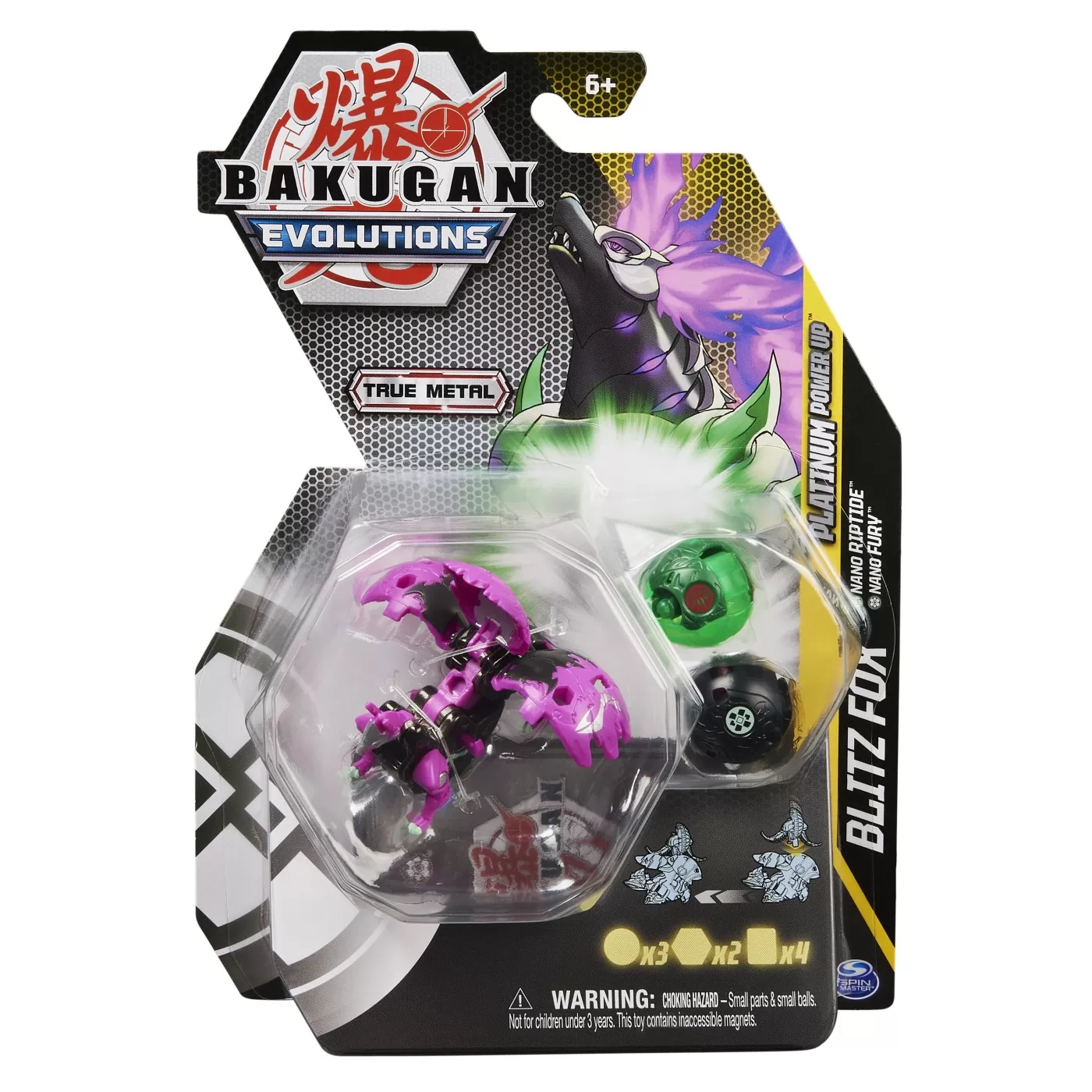 BAKUGAN PLATINUM POWERUP S4 BLITZ FOX NANO RIPTIDE SI NANO FURY