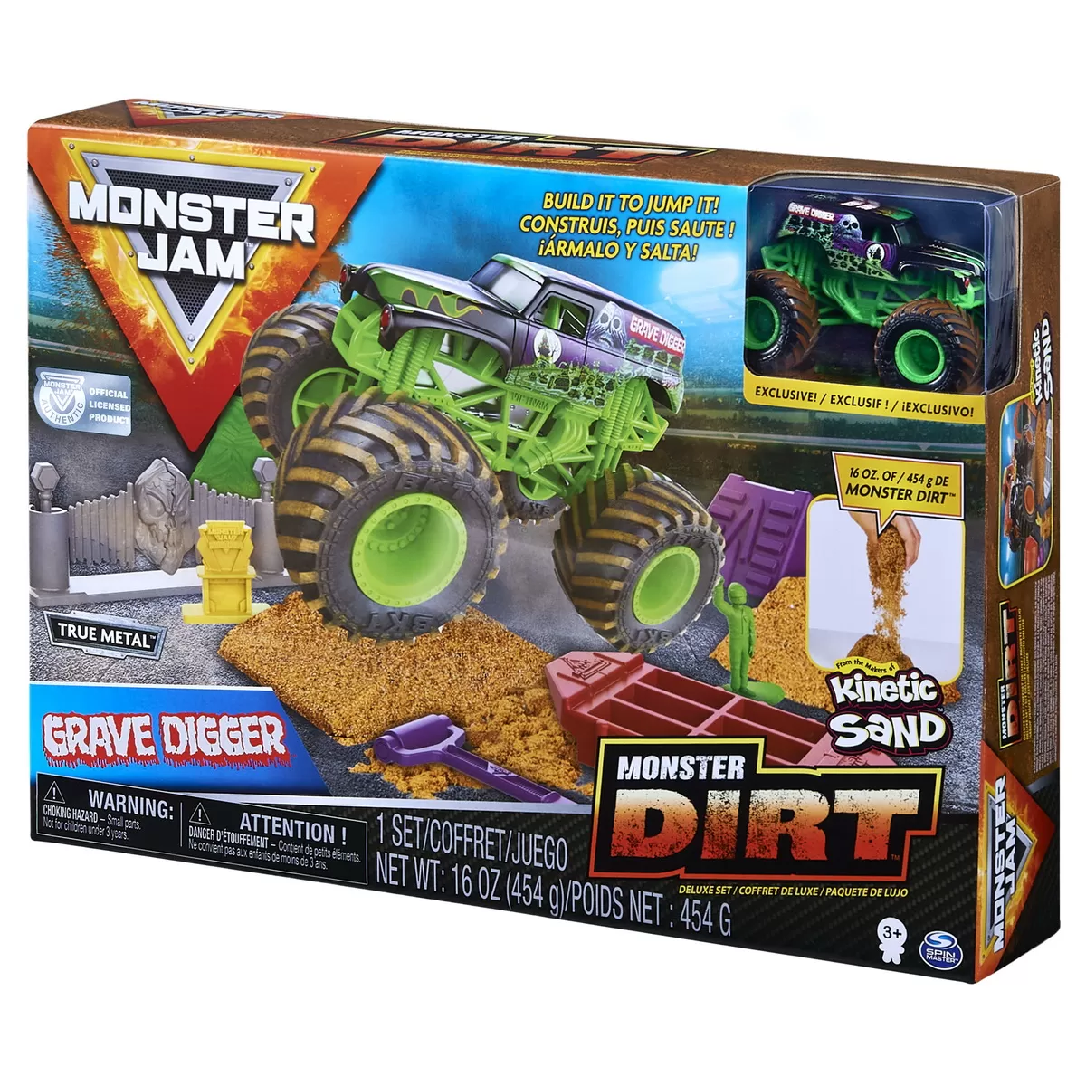 MONSTER JAM SET CAMIONETA CU NISIP SI ACCESORII GRAVE DIGGER