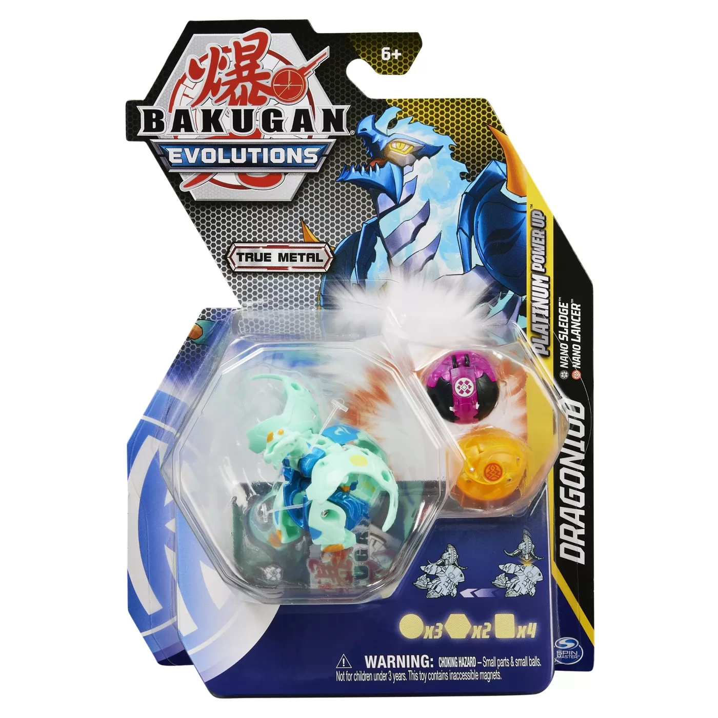 BAKUGAN PLATINUM POWERUP S4 DRAGONOID NANO SLEDGE SI NANO LANCER
