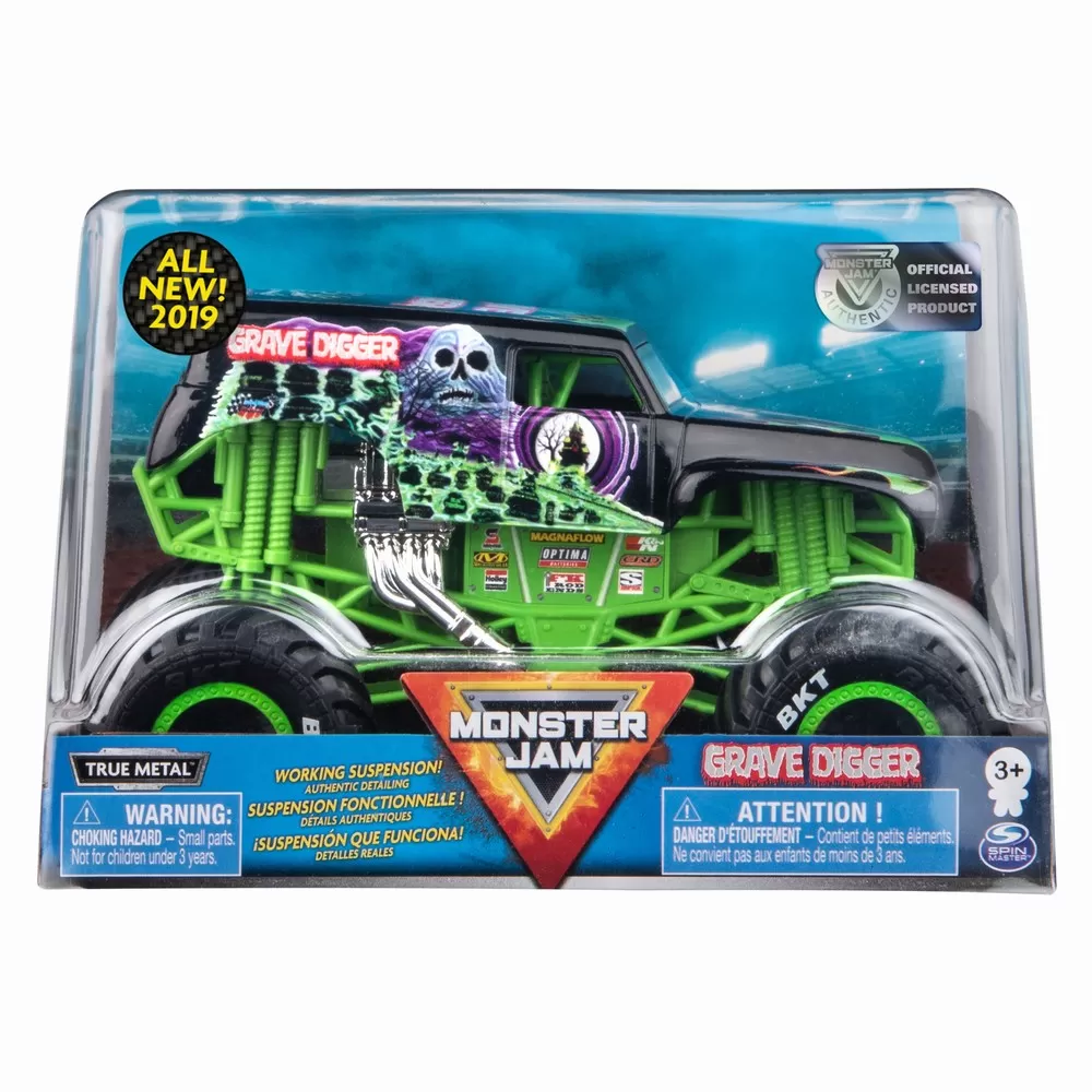 MONSTER JAM MACHETE METALICE SCARA 1 LA 24 GRAVE DIGGER