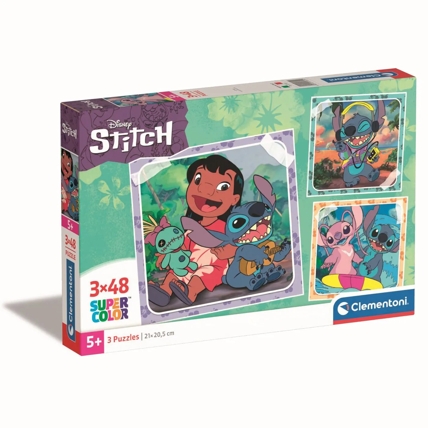 PUZZLE SUPER COLOR DISNEY 3X48 STITCH CLEMENTONI