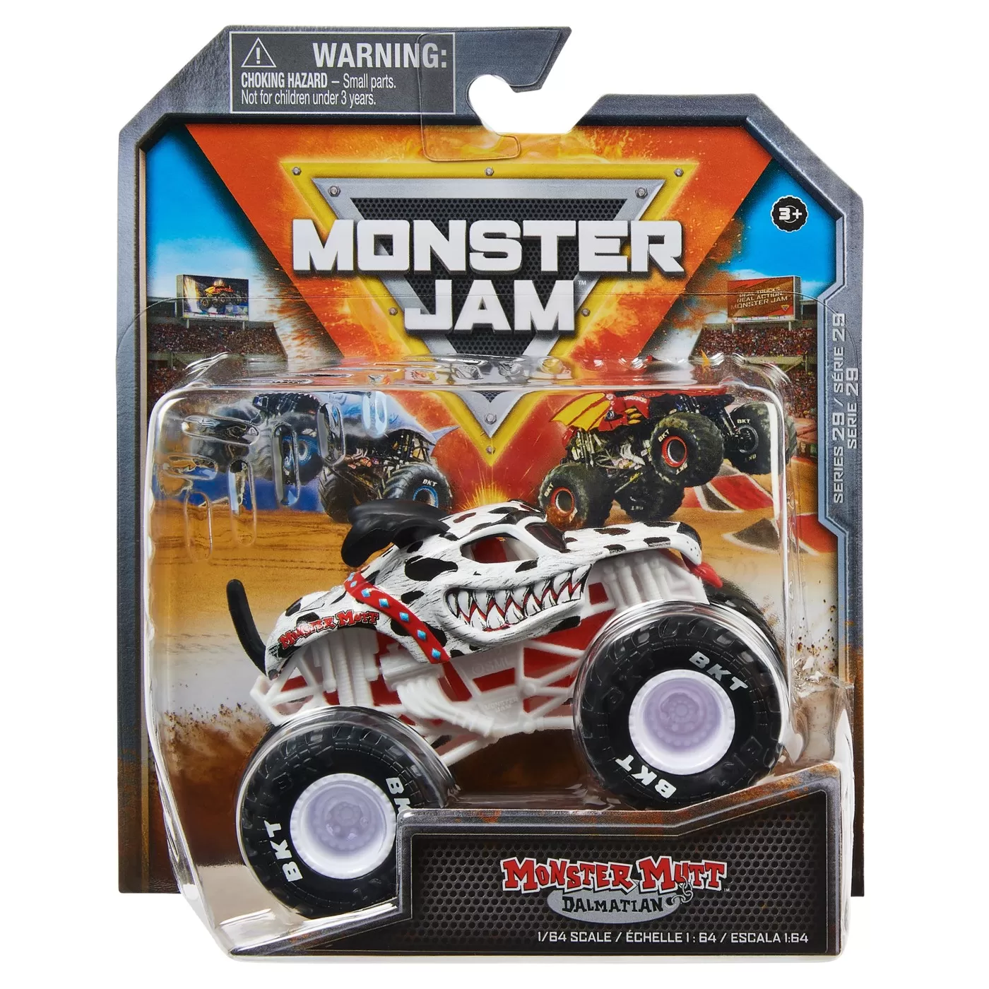 MONSTER JAM MASINUTA METALICA MONSTER MUTT DALMATIAN SCARA 1 LA 64