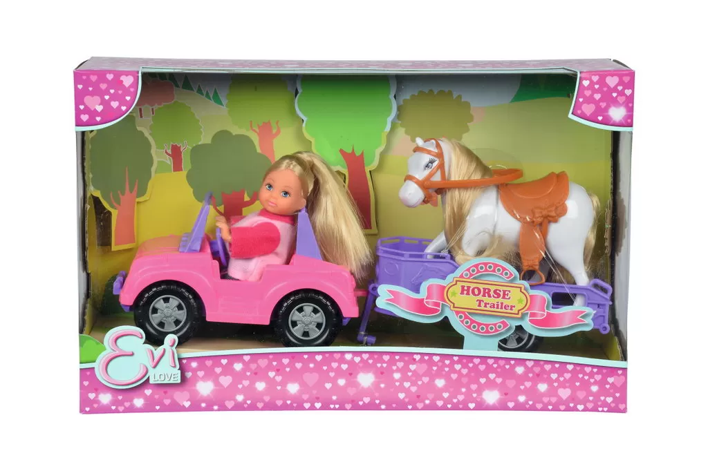 SIMBA PAPUSA EVI MASINUTA TRAILER CU CAL - EAN, Brand | eToys.ro