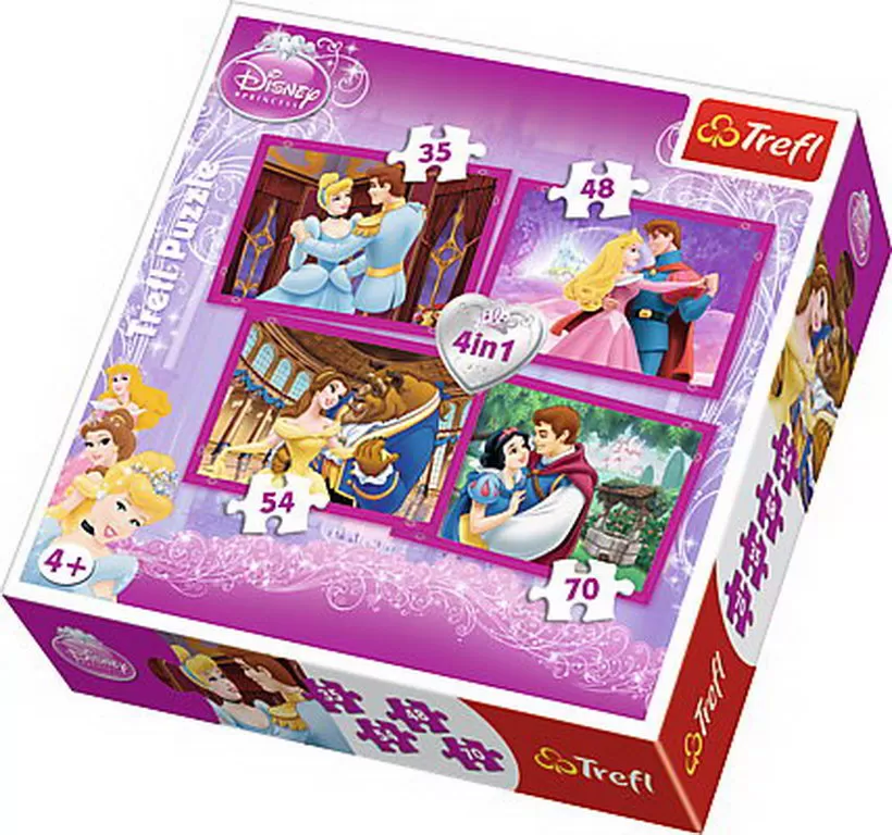 PUZZLE TREFL 4IN1 PRINTESE INDRAGOSTITE