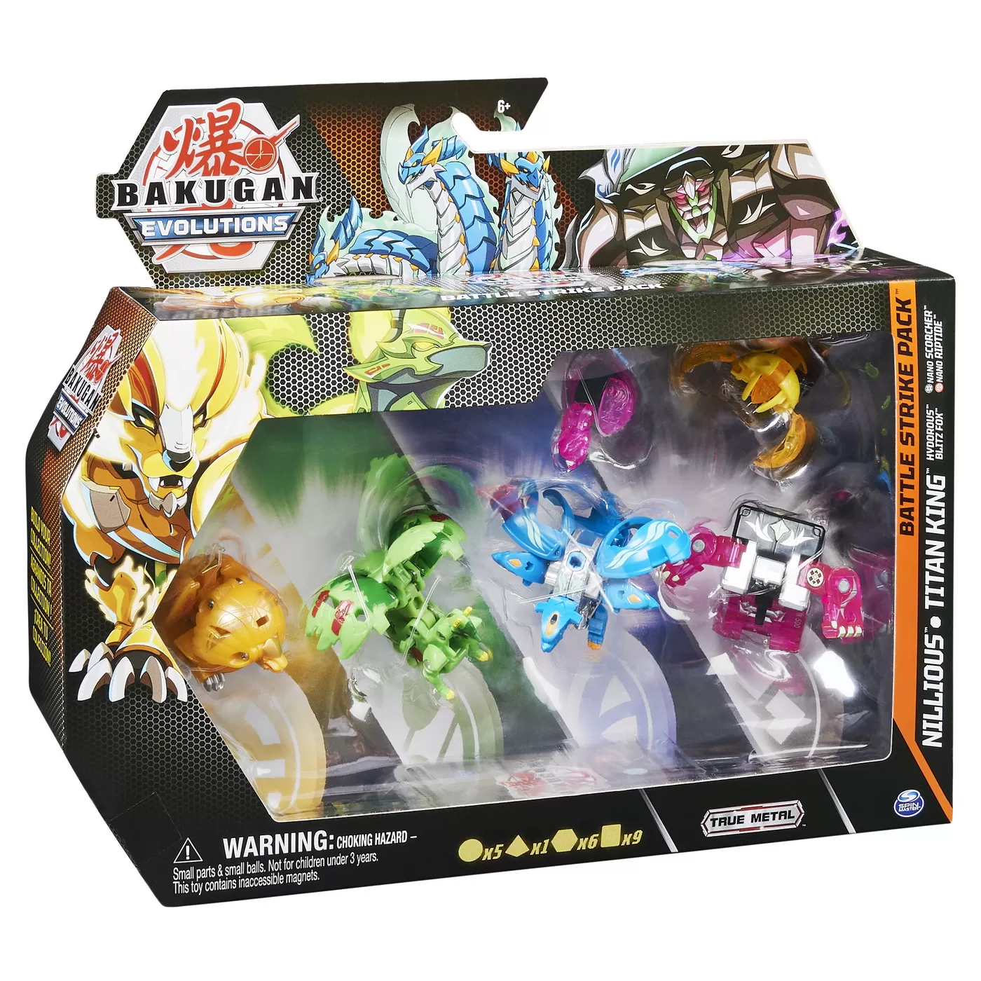 BAKUGAN S4 PACHET STARTER 4 PIESE NILLIOUS, TITAN KING, HYDOROUS, BLITZ FOX