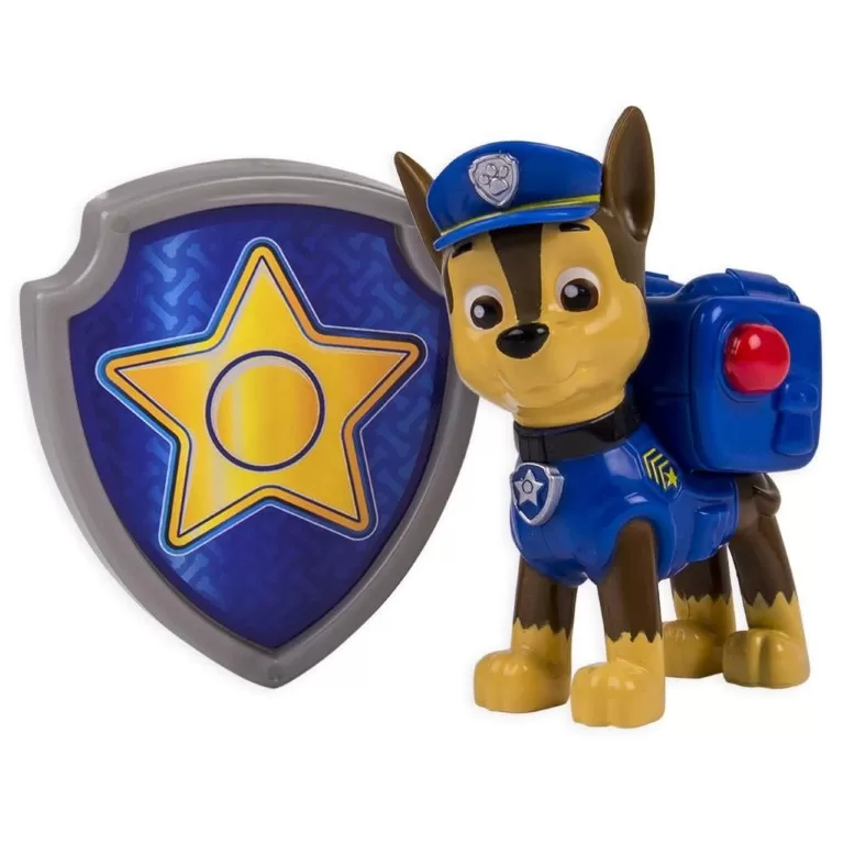 FIGURINA SI INSIGNA PAW PATROL CHASE POLITIST 6.3 CM