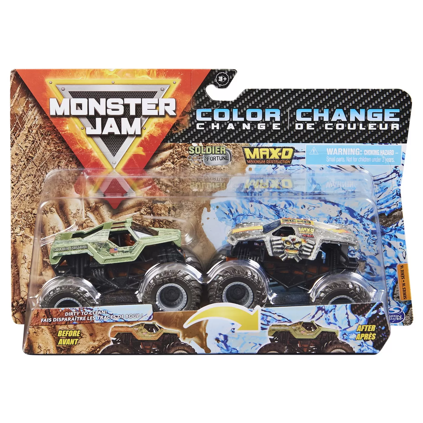MONSTER JAM SET 2 MASINUTE SOLDIER FORTUNE SI MAX-D COLOR CHANGE