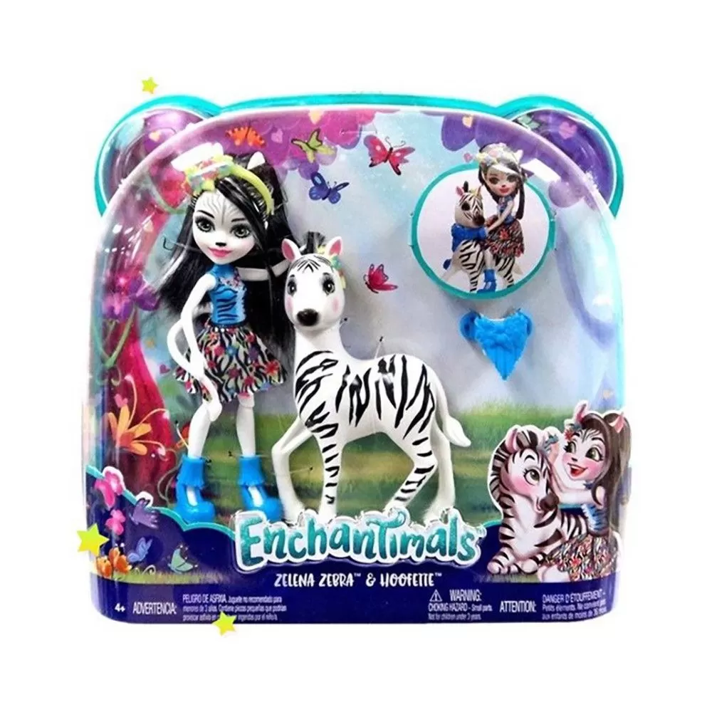 ENCHANTIMALS SET PAPUSA CU ANIMALUT ZEBRA ZELENA