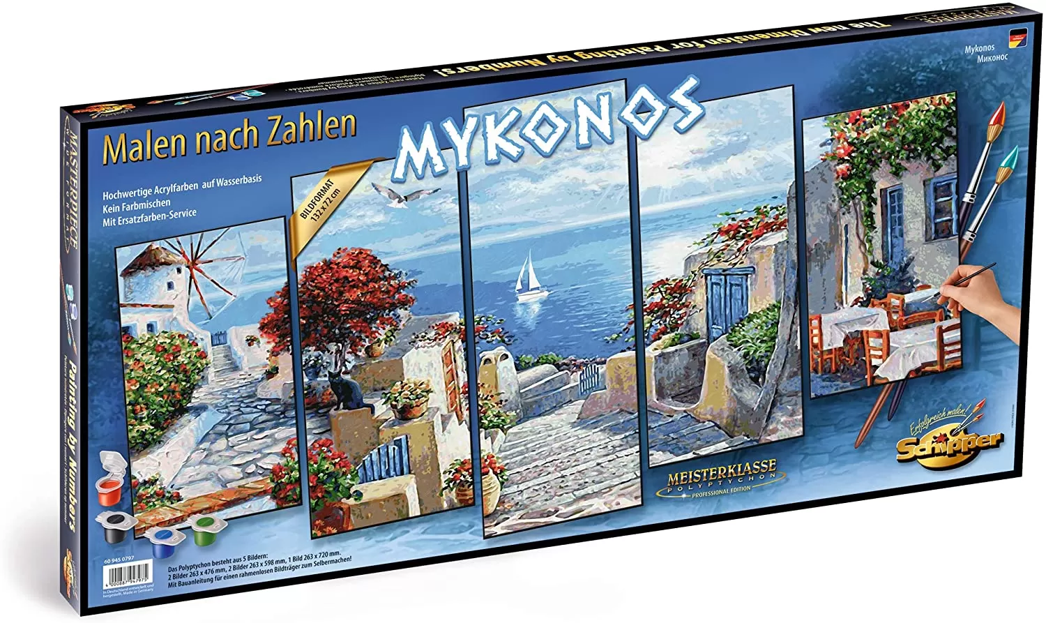 KIT PICTURA PE NUMERE SCHIPPER MYKONOS, 5 TABLOURI