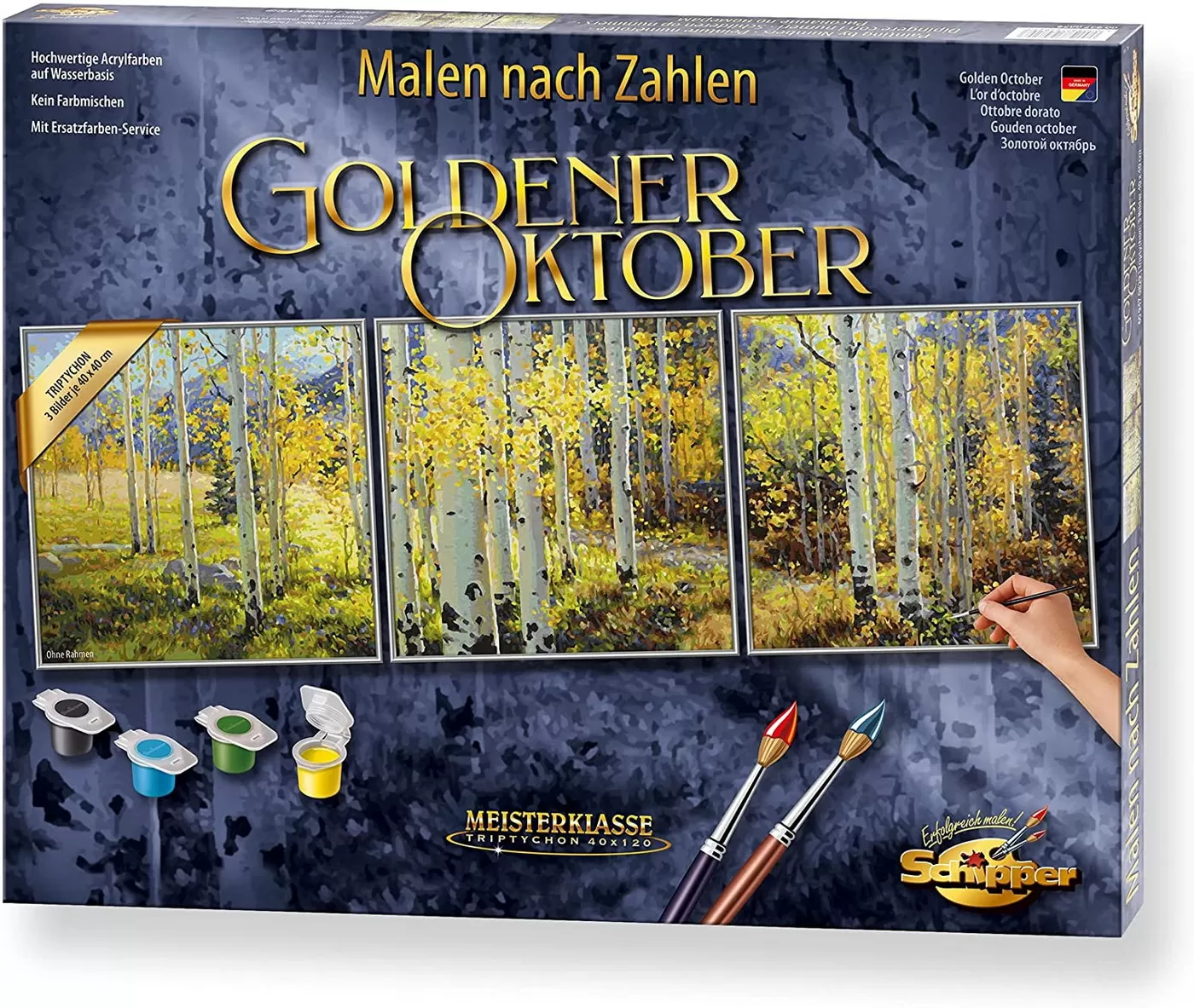 KIT PICTURA PE NUMERE SCHIPPER OCTOMBRIE DE AUR, 3 TABLOURI