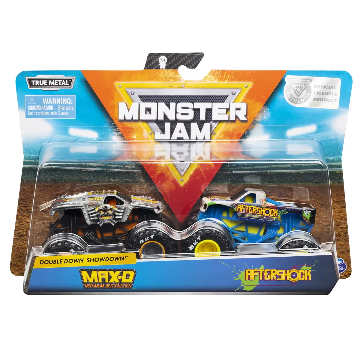 MONSTER JAM SET 2 MACHETE MAX-D SI AFTERSHOCK