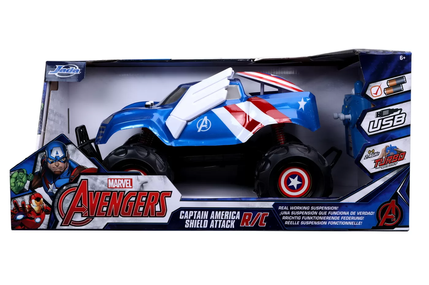 MASINUTA CU TELECOMANDA MARVEL RC CAPTAIN AMERICA SCARA 1:14