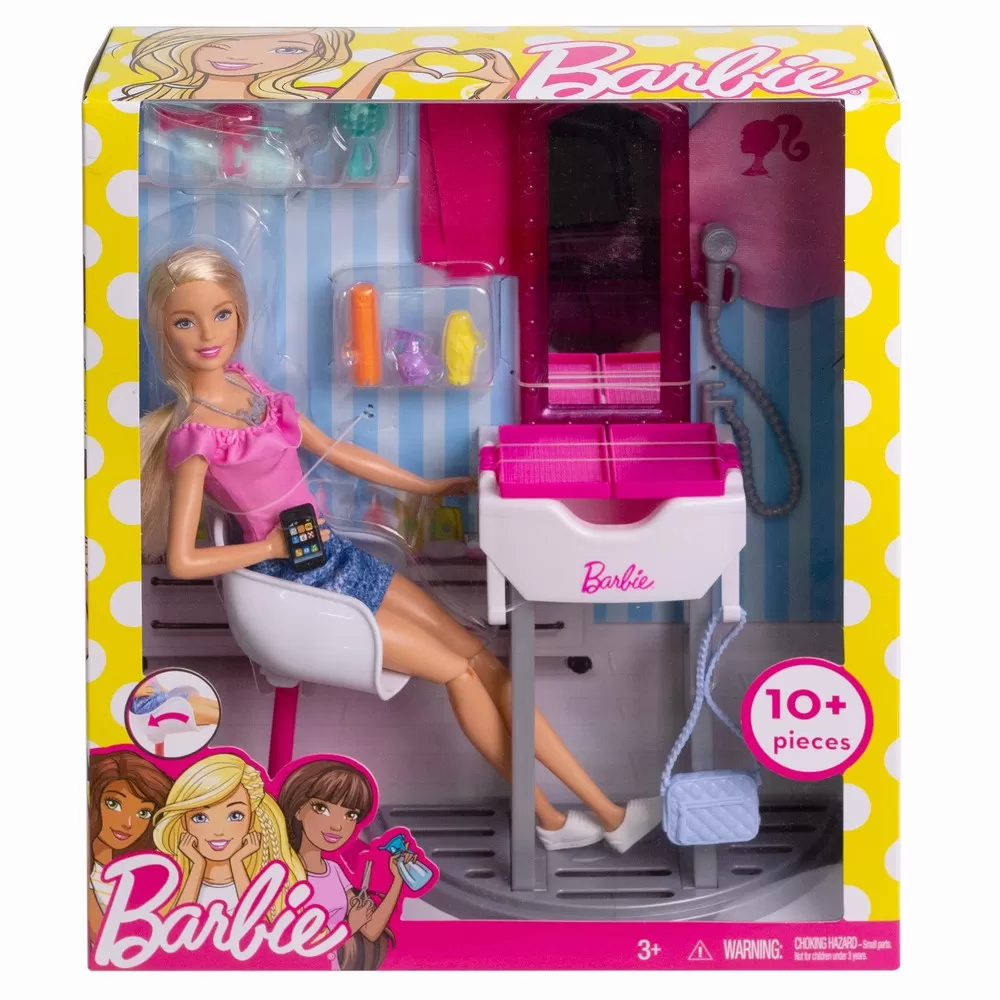 BARBIE SET SALON DE INFRUMUSETARE CU PAPUSA BLONDA