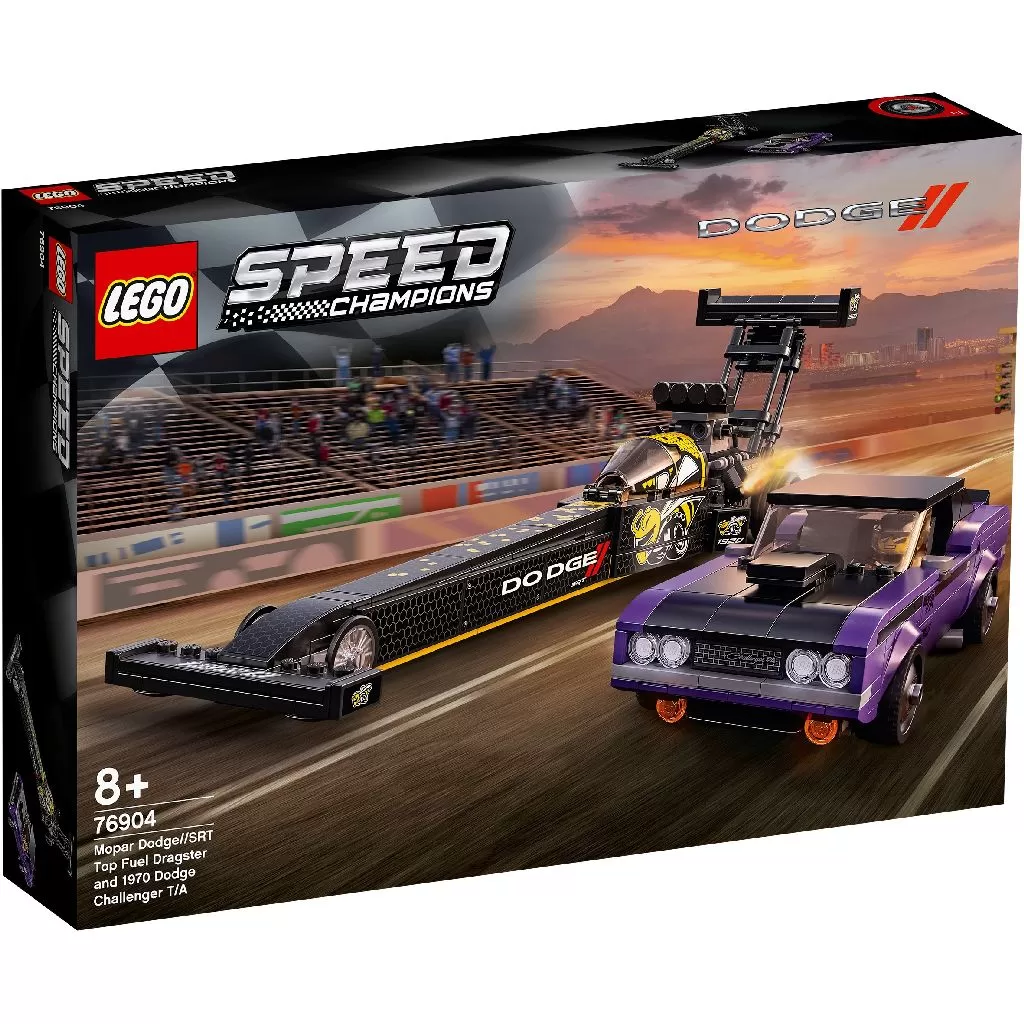 LEGO SPEED CHAMPIONS MOPAR DODGE SRT TOP FUEL DRAGSTER SI DODGE CHALLANGER 1970 76904