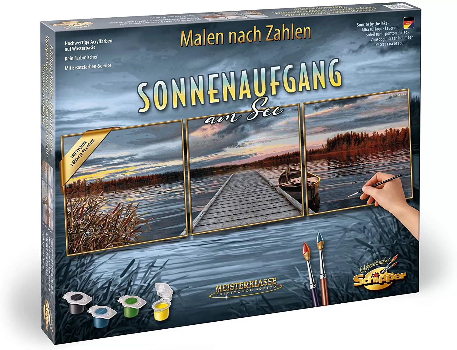 KIT PICTURA PE NUMERE SCHIPPER RASARIT LANGA LAC, 3 TABLOURI