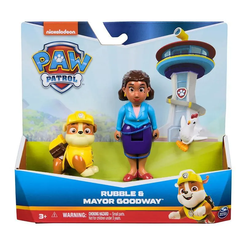 PATRULA CATELUSILOR SET FIGURINE EROI DE SALVARE RUBBLE SI MAYOR GOODWAY
