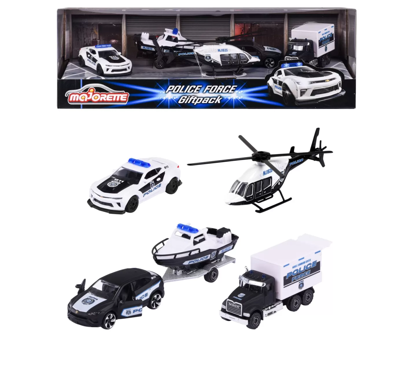 MAJORETTE SET 5 VEHICULE DE POLITIE METALICE 7.5CM