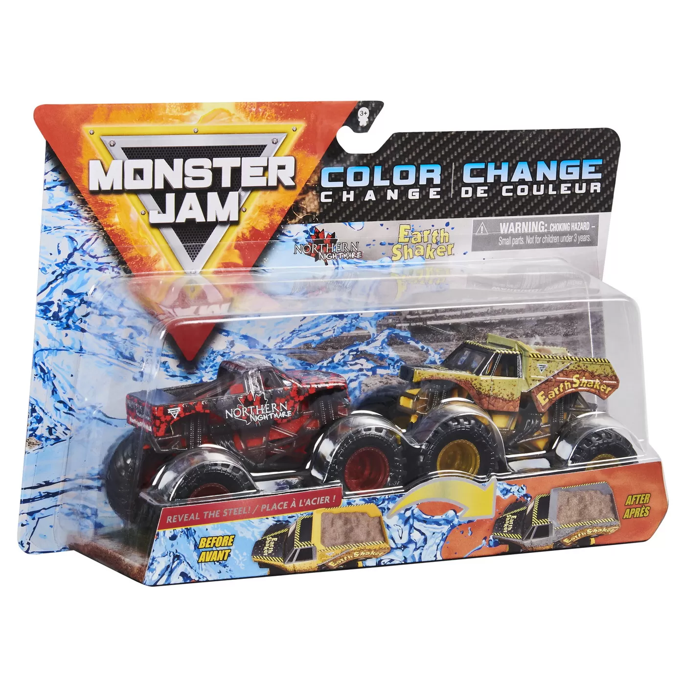 MONSTER JAM SET 2 MASINUTE NORTHERN NIGHTMARE SI EARTH SHAKER COLOR CHANGE