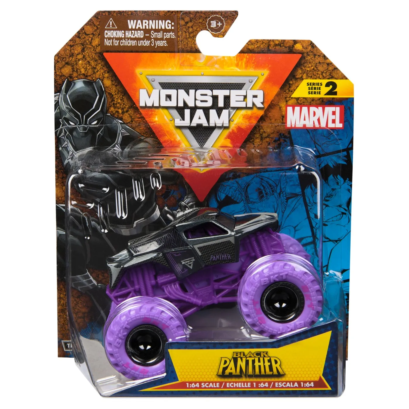 MONSTER JAM MARVEL CAMION GIGANT BLACK PANTHER SCARA 1 LA 64