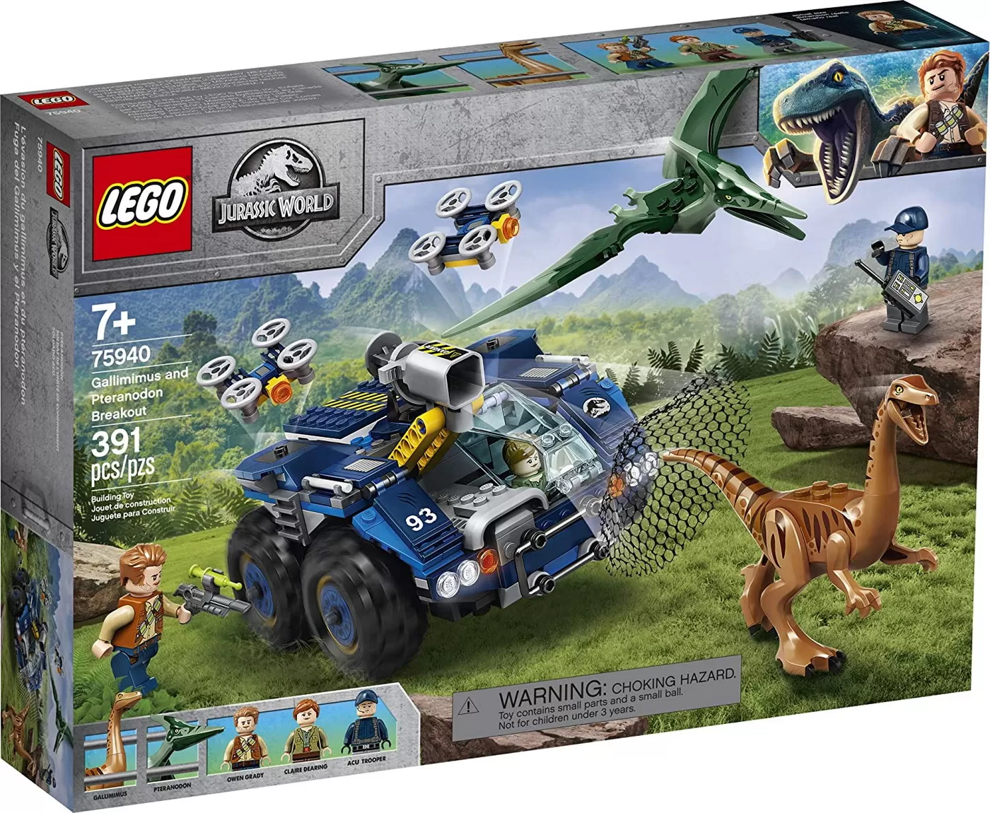 LEGO JURASSIC WORLD VELOCIRAPTOR: MISIUNE DE SALVARE CU BIPLANUL 75940