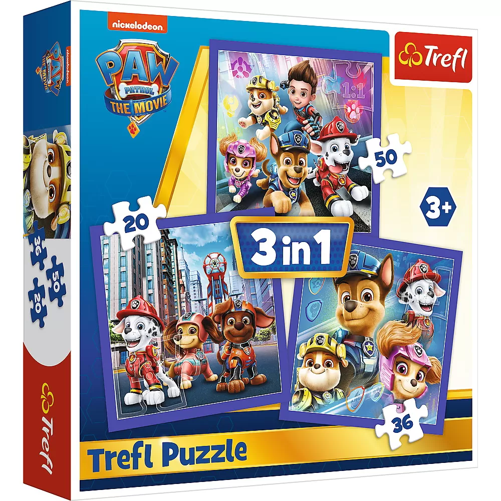 PUZZLE TREFL 3IN1 PATRULA CATELUSILOR GATA DE ACTIUNE
