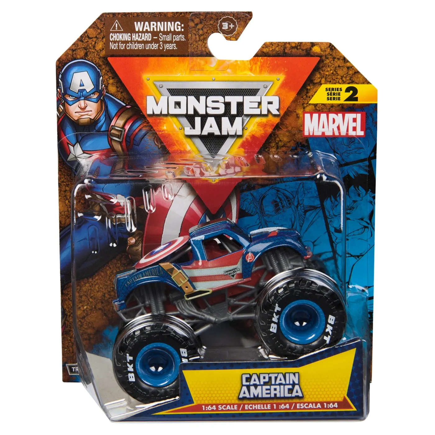 MONSTER JAM MARVEL CAMION GIGANT CAPTAIN AMERICA SCARA 1 LA 64