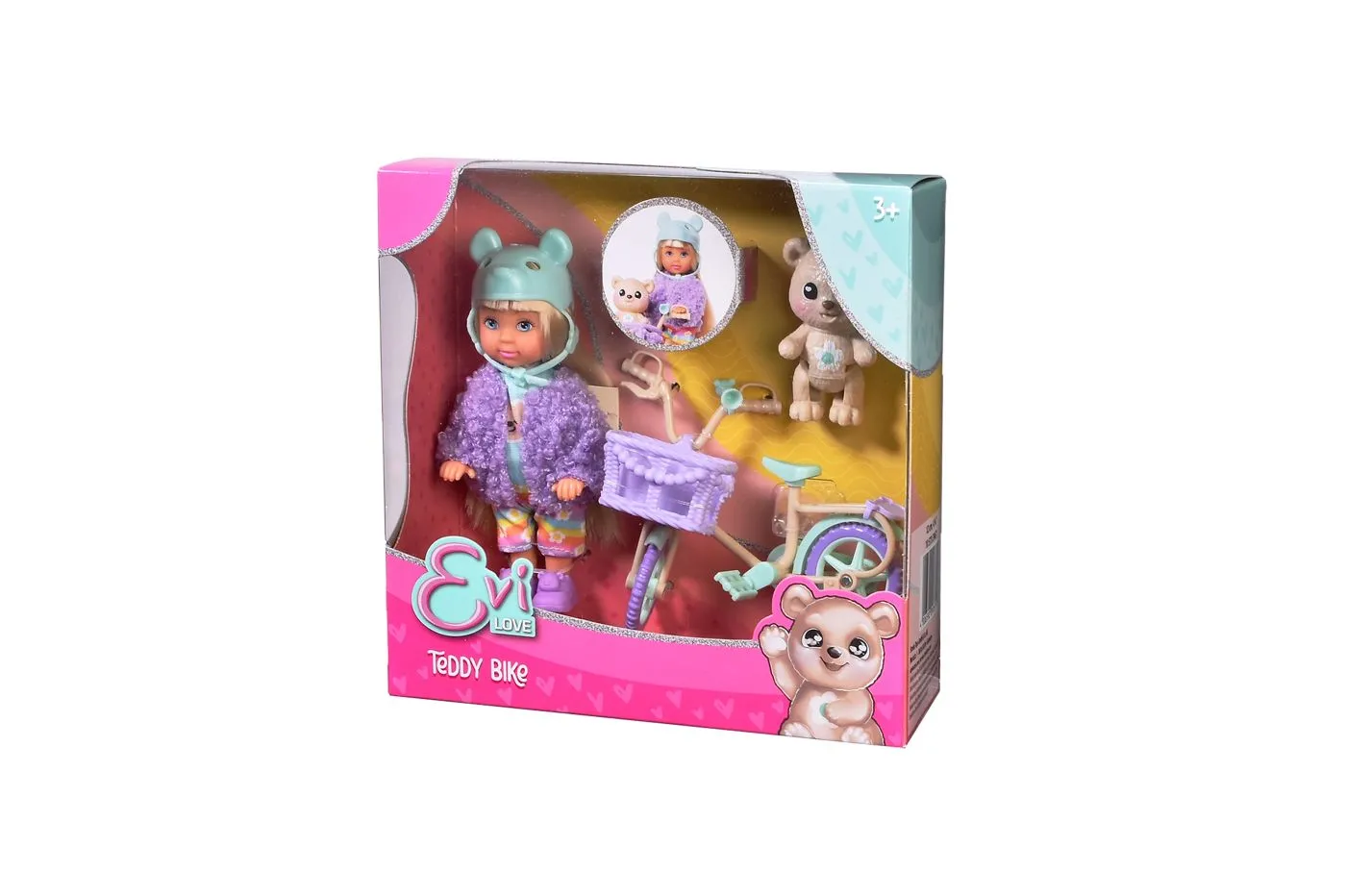 EVI LOVE SET BICICLETA LUI TEDDY CU PAPUSA EVI 12CM