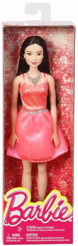 PAPUSA BARBIE TINUTE STRALUCITOARE BRUNETA CU ROCHITA ROZ