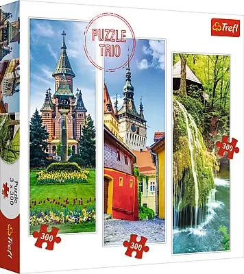 SET PUZZLE TREFL 3 X 300 CASCADA BIGAR SIGHISOARA PIATA VICTORIEI